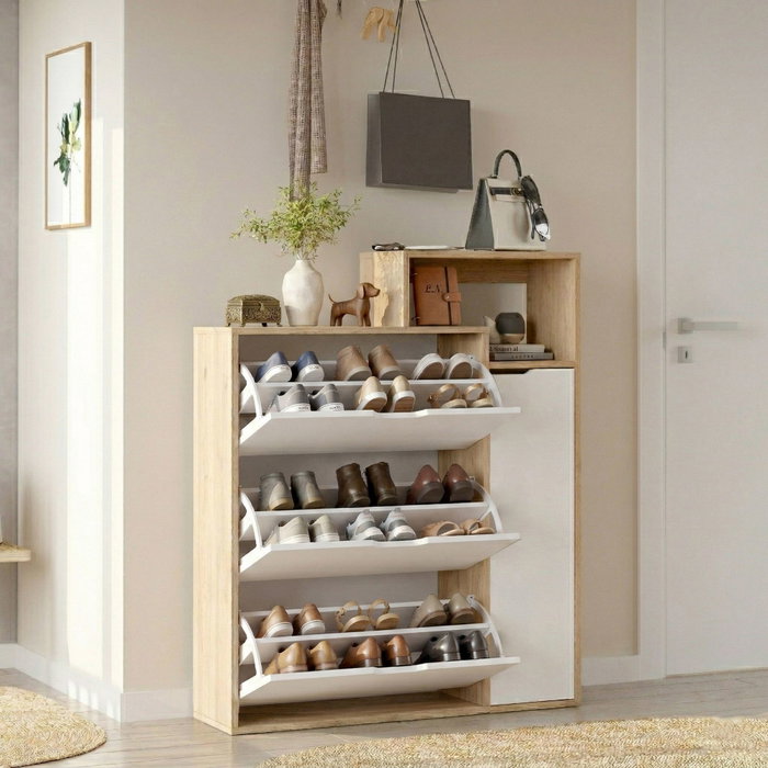 Hanah Home Armario para zapatos Ico3-Sw Roble y Blanco Hanah Home Armario para zapatos Ico3-Sw Roble y Blanco